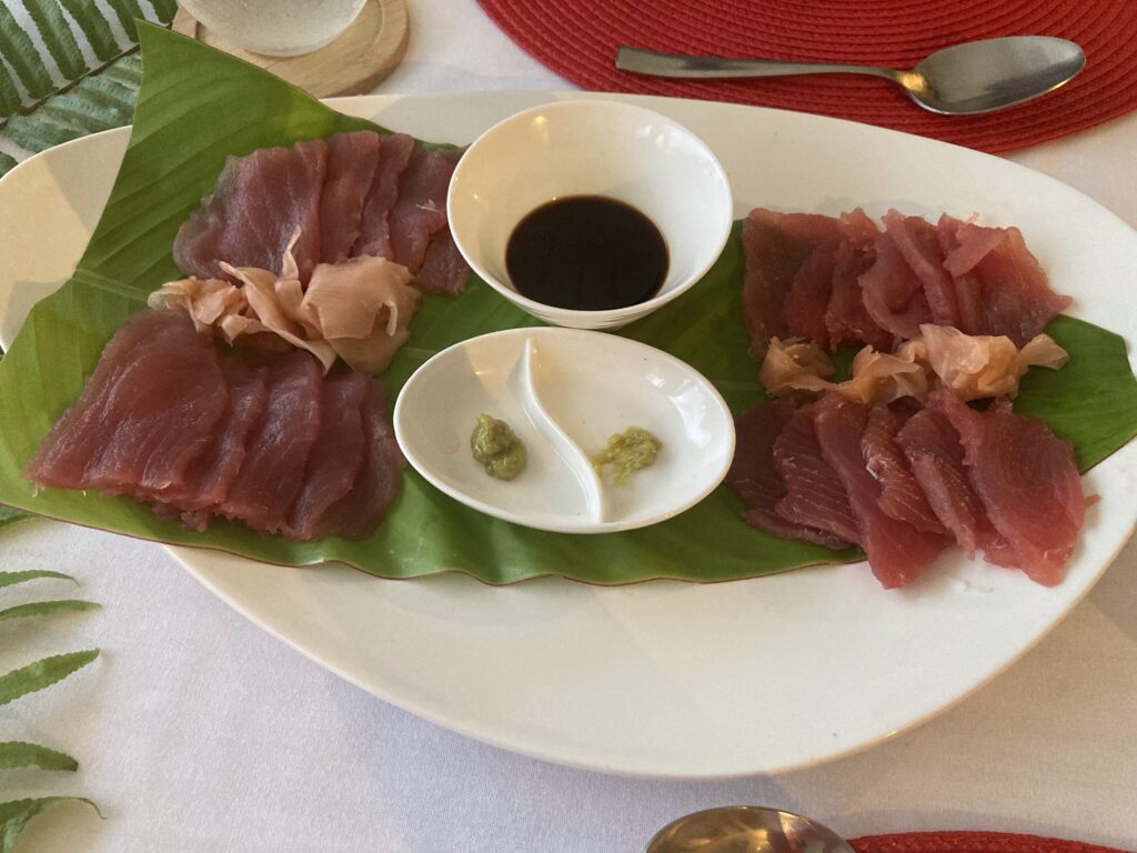 Plate of tuna sashimi